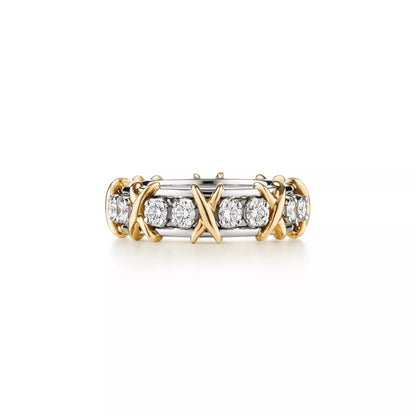 Carave Paris Two Tone Diamond X Link Eternity Ring