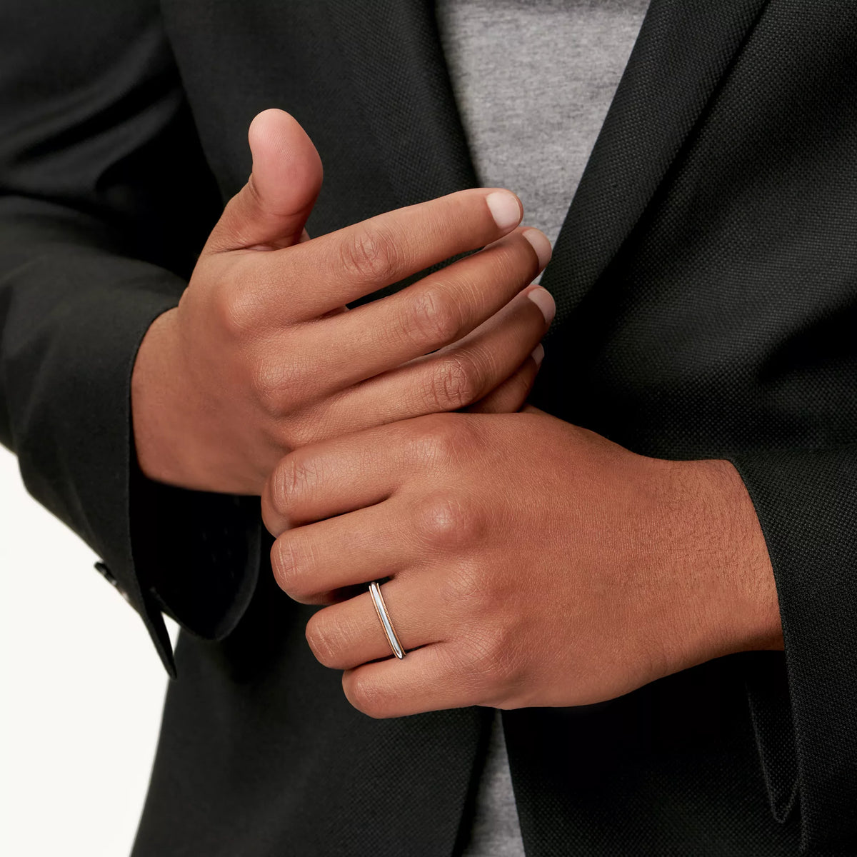 Carave Paris Two Tone Milgrain Wedding Band