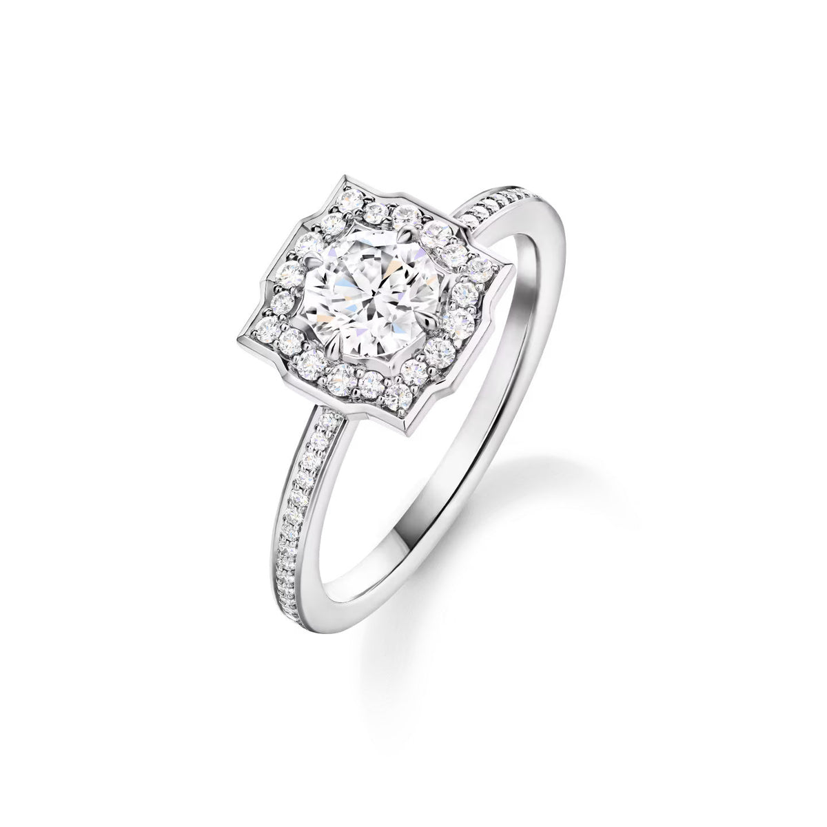 Carave Paris Vintage Halo Round Diamond Engagement Ring