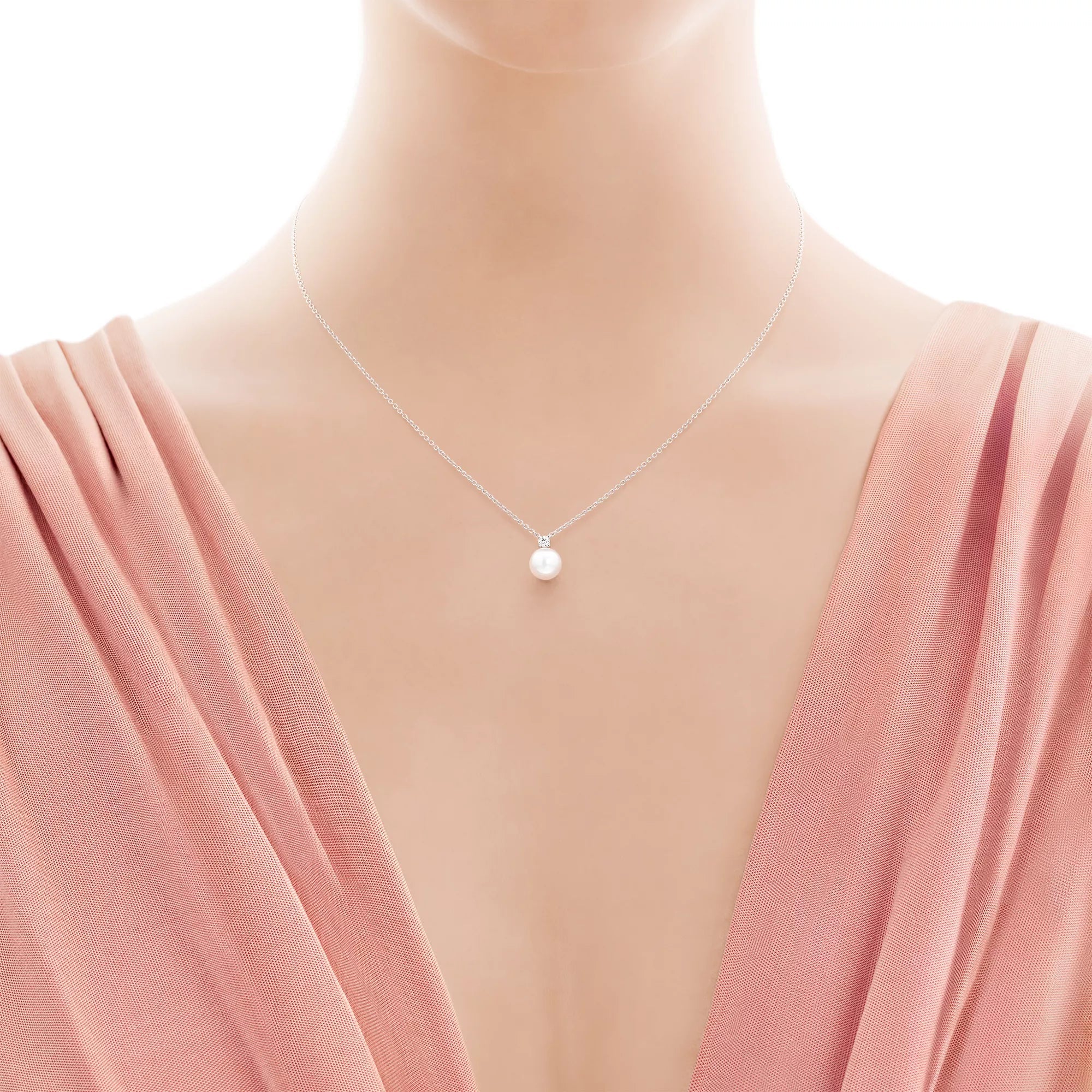 Carave Paris White Gold Solitaire Pearl Pendant Necklace
