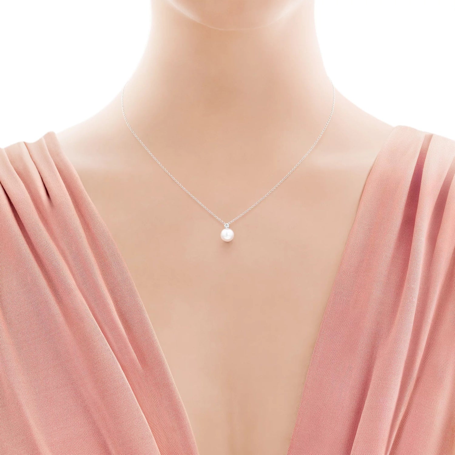 Carave Paris White Gold Solitaire Pearl Pendant Necklace