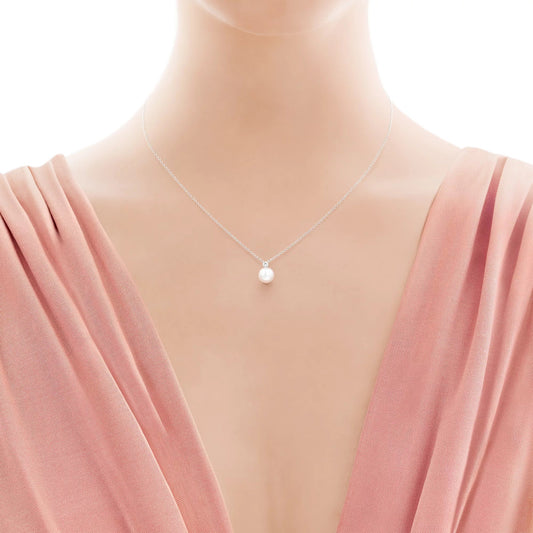 Carave Paris White Gold Solitaire Pearl Pendant Necklace