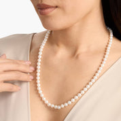 Sterling Silver Classic Round Pearl Strand Necklace