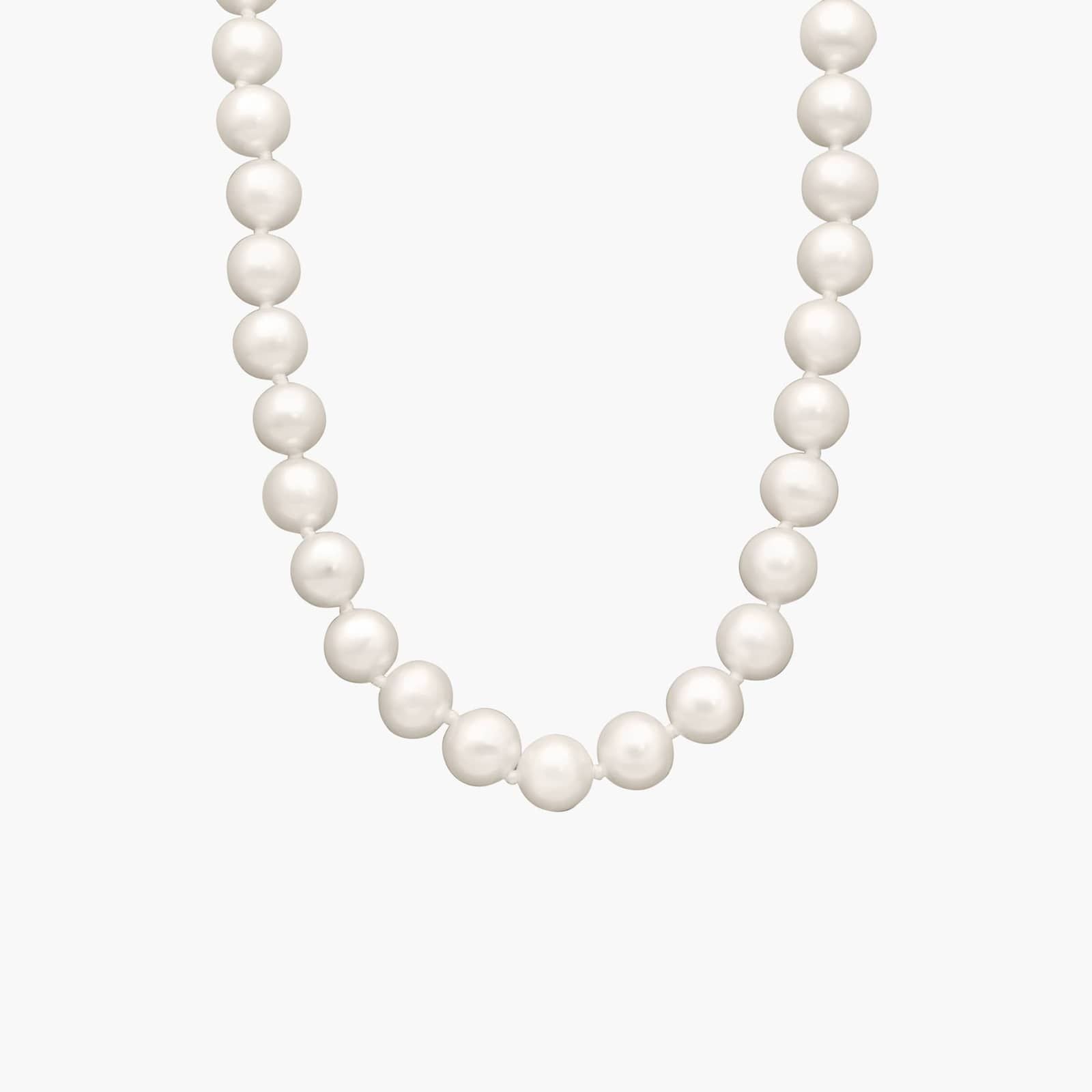 Sterling Silver Classic Round Pearl Strand Necklace