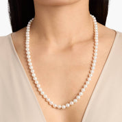 Sterling Silver Classic Round Pearl Strand Necklace