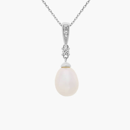 Carave Paris Diamond Bail Pearl Drop Pendant Necklace