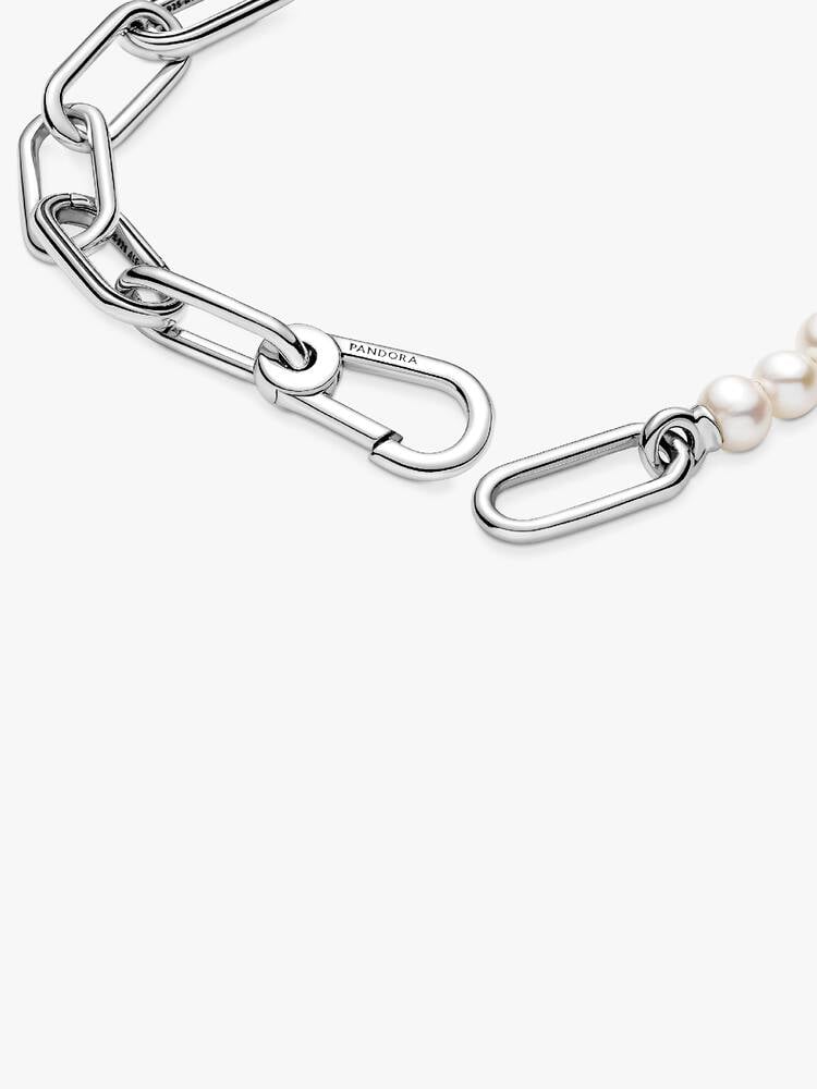 Sterling Silver Chain Bracelet with Freshwater Pearls