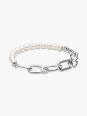 Sterling Silver Chain Bracelet with Freshwater Pearls