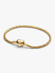 Sterling Silver Snake Chain Bracelet with Heart Clasp