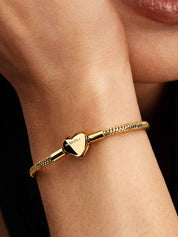Sterling Silver Snake Chain Bracelet with Heart Clasp
