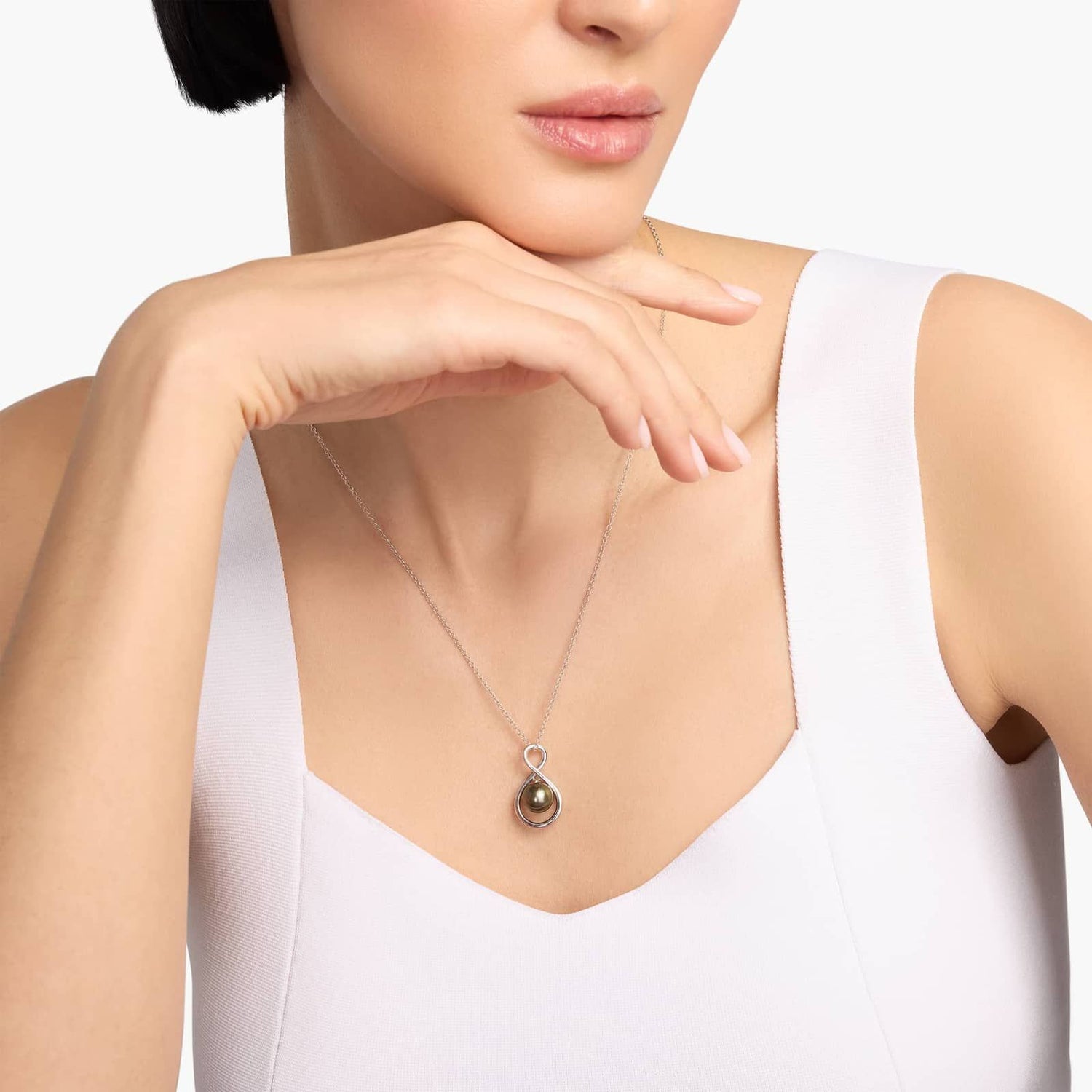 Carave Paris Infinity Tahitian Pearl Pendant Necklace