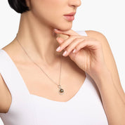 Sterling Silver Infinity Black Pearl Pendant Necklace