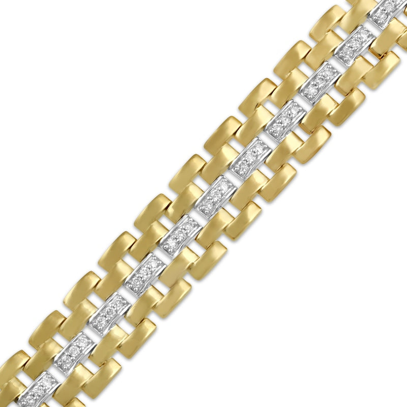 Classic Diamond Line Silver Men’s Bracelet