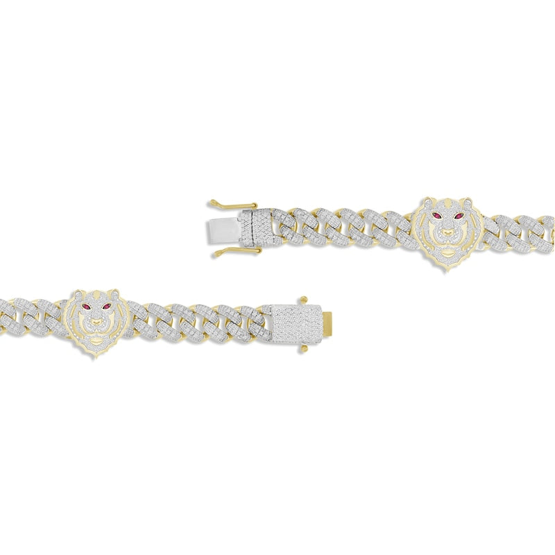 Regal Tiger Emblem Silver Men’s Bracelet