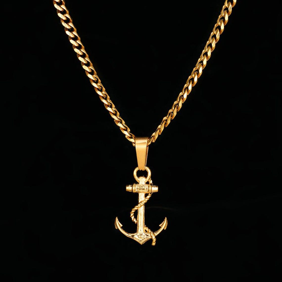 Men’s Anchor Silver Pendant Chain Necklace