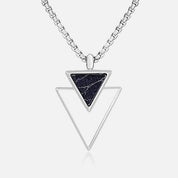 Men’s Geometric Double Triangle Silver Pendant Necklace