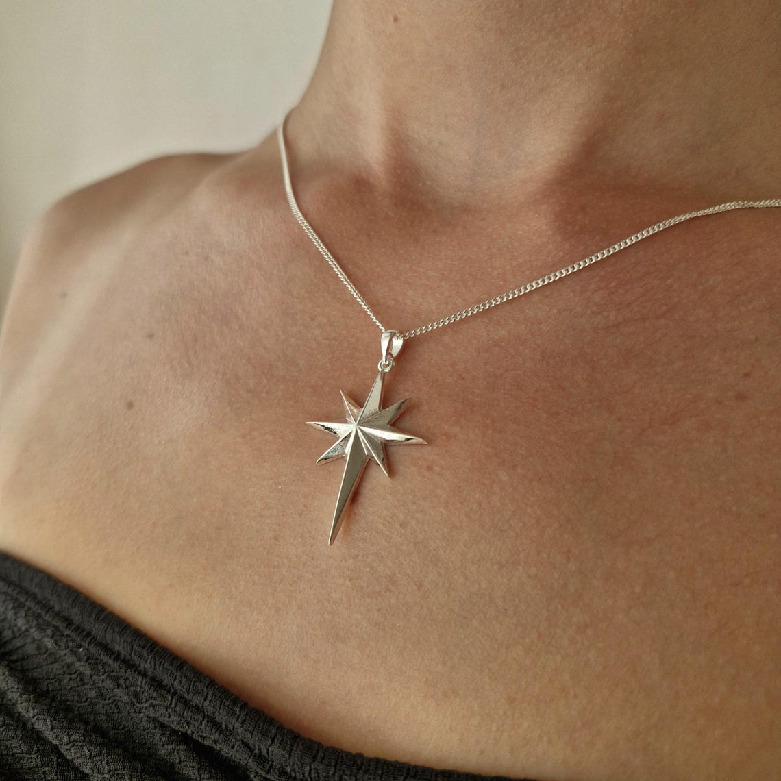 Men’s North Star Silver Pendant Necklace