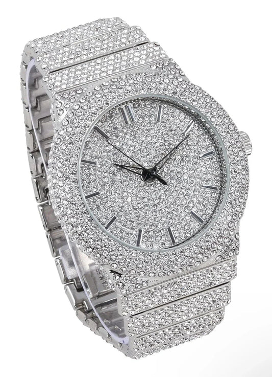 Carave Paris Platinum Infinity Iced Watch
