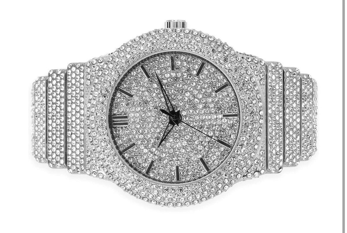 Carave Paris Platinum Infinity Iced Watch