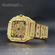 Classic Square Skeleton Dial Diamond Watch