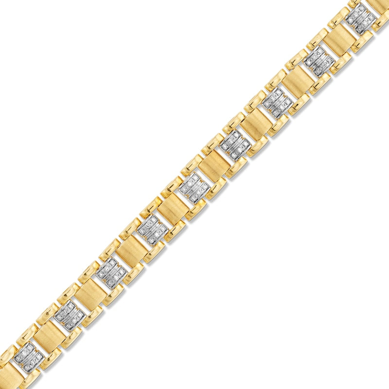 Diamond Bar Link Silver Men’s Bracelet
