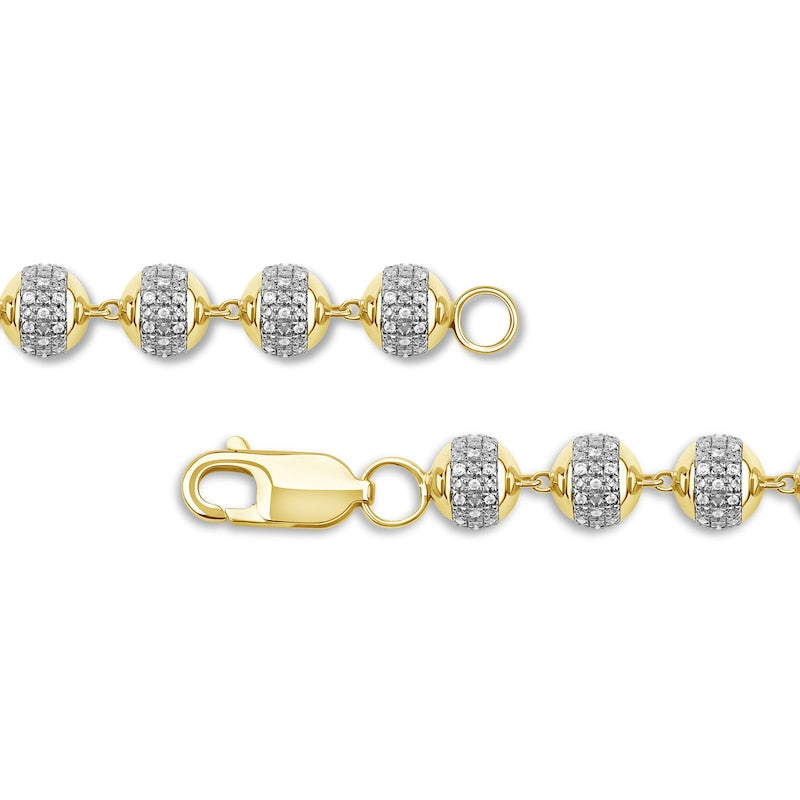 Diamond Bead Link Silver Men’s Bracelet