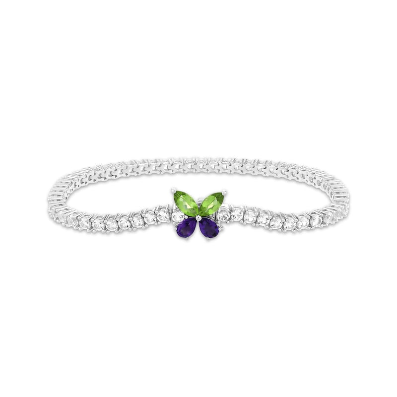 Silver Gemstone Butterfly Radiance Bracelet