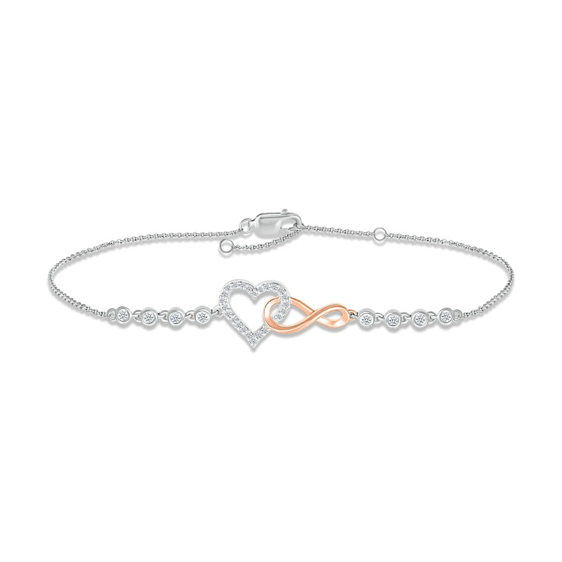 Silver Heart and Infinity Harmony Bracelet