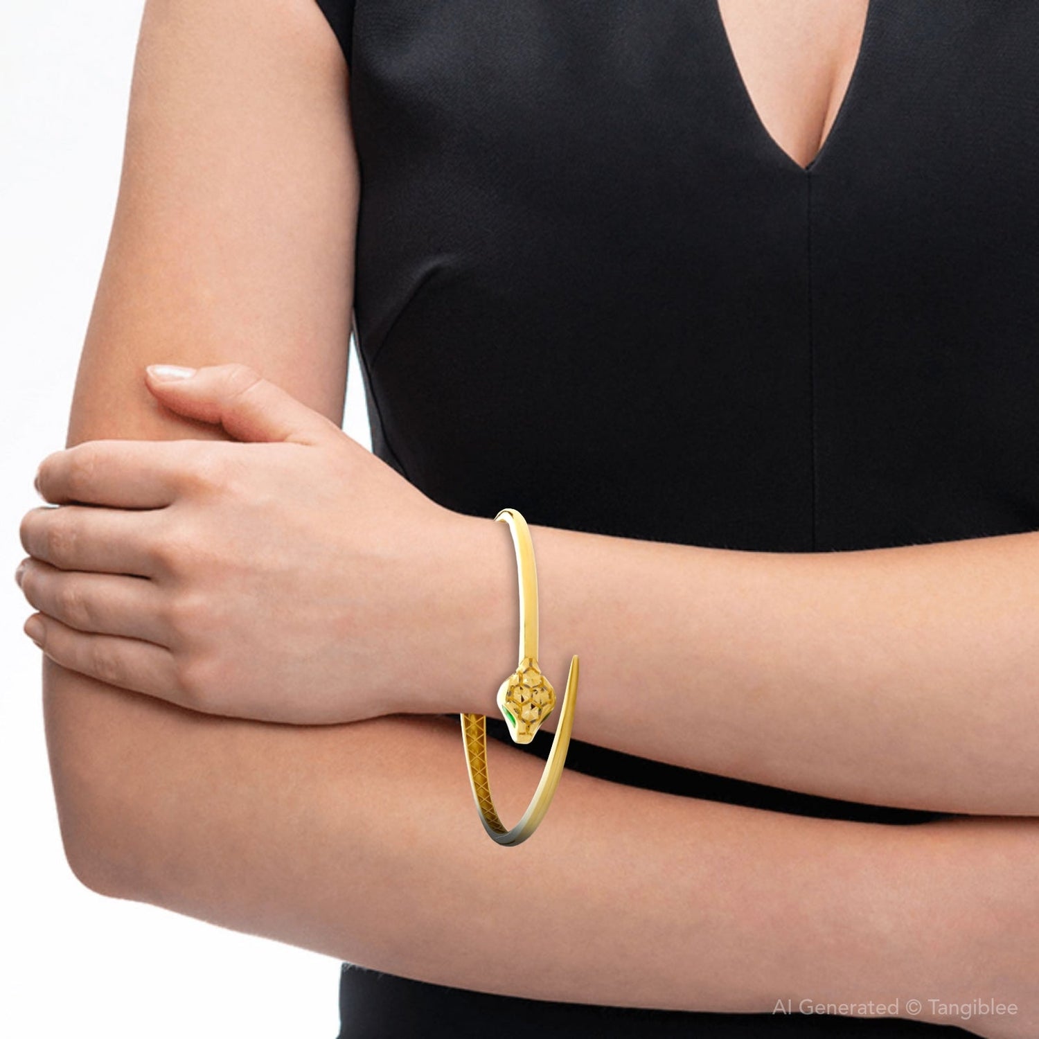 Carave Paris Panther Head Open Cuff Bracelet