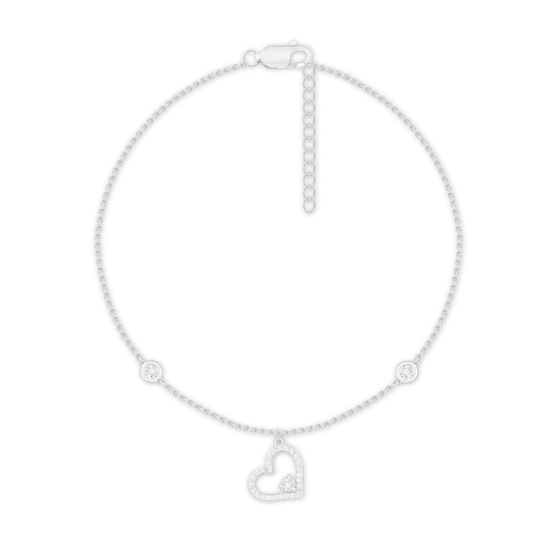 Silver Open Heart Charm Bracelet