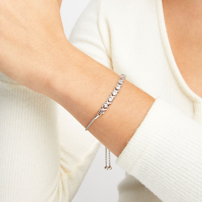 Silver Twisted Radiance Adjustable Bracelet