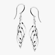 Silver Intertwined Leaf Drop Hook Earrings