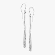Silver Textured Linear Drop Hook Earrings