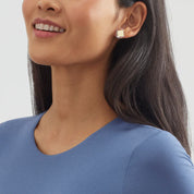 Silver Sculpted Square Stud Earrings