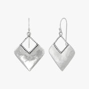 Silver Geometric Drop Hook Earrings