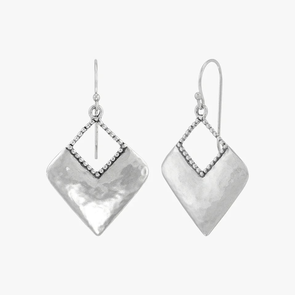 Silver Geometric Drop Hook Earrings