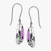 Silver Teardrop Gemstone Hook Earrings