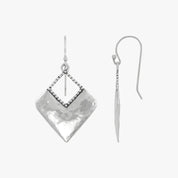 Silver Geometric Drop Hook Earrings