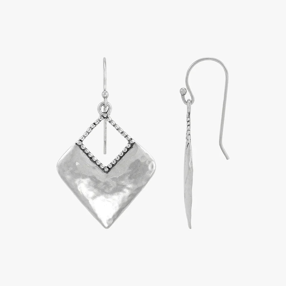 Silver Geometric Drop Hook Earrings