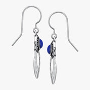 Silver Hammered Gemstone Drop Hook Earrings