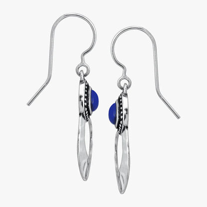 Carave Paris Blue Gemstone Hammered Circle Drop Earrings