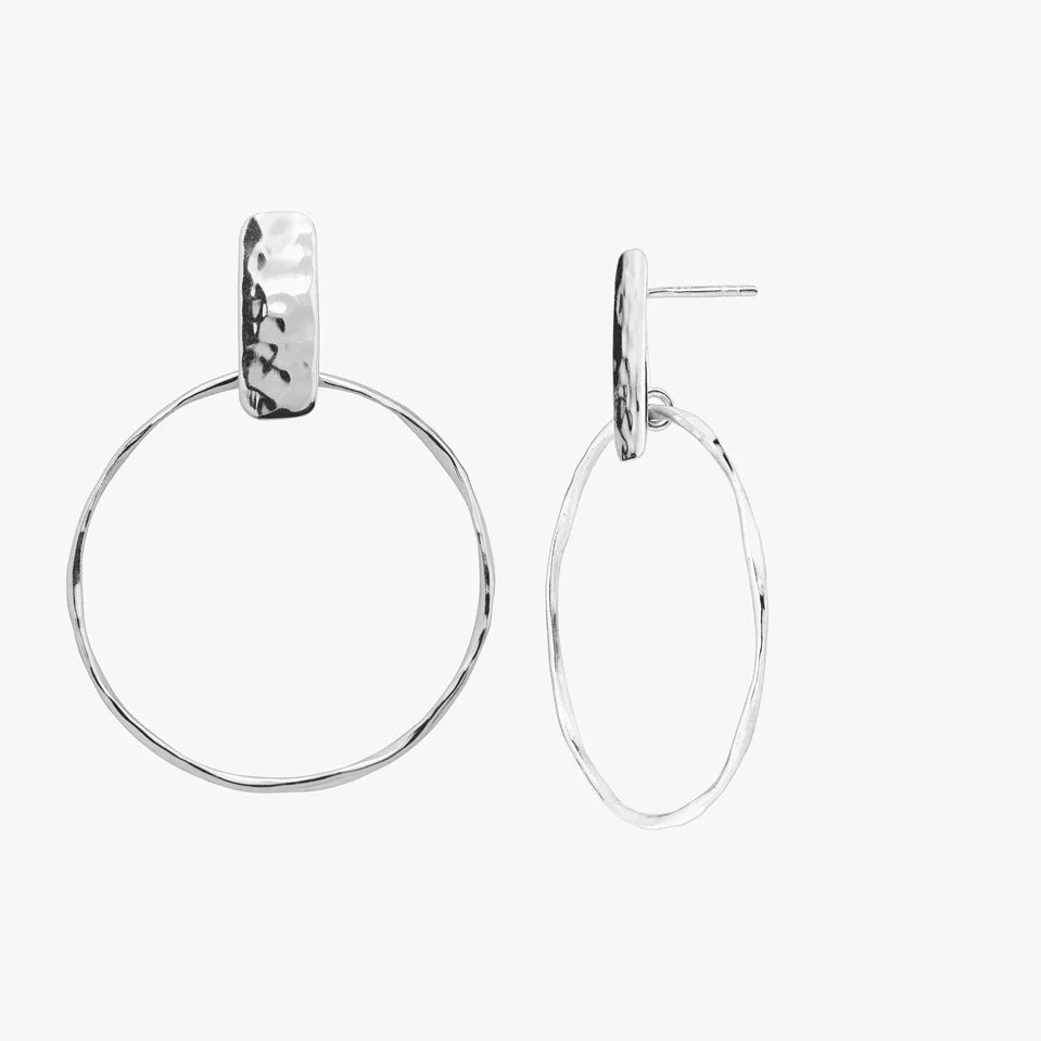 Silver Minimal Hoop Drop Stud Earrings