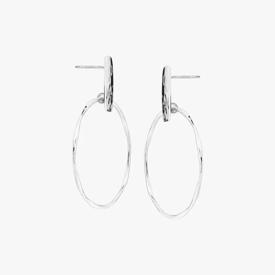 Silver Minimal Hoop Drop Stud Earrings