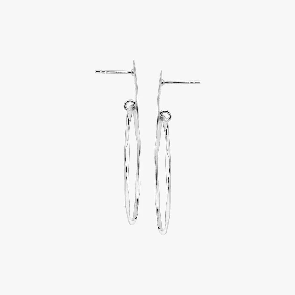 Silver Minimal Hoop Drop Stud Earrings
