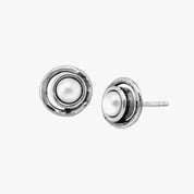 Silver Pearl Spiral Stud Earrings
