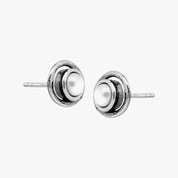 Silver Pearl Spiral Stud Earrings