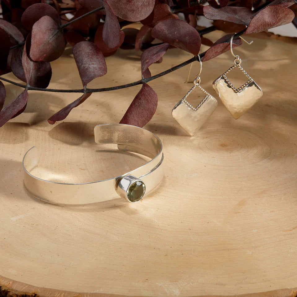 Silver Geometric Drop Hook Earrings