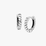 Silver Twisted Huggie Hoop Earrings