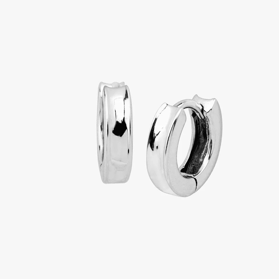 Silver Smooth Huggie Hoop Earrings