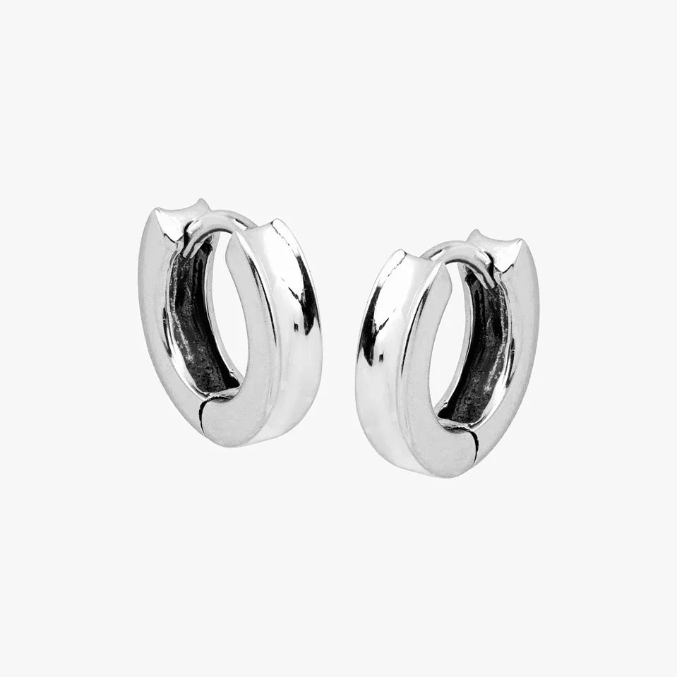 Silver Smooth Huggie Hoop Earrings